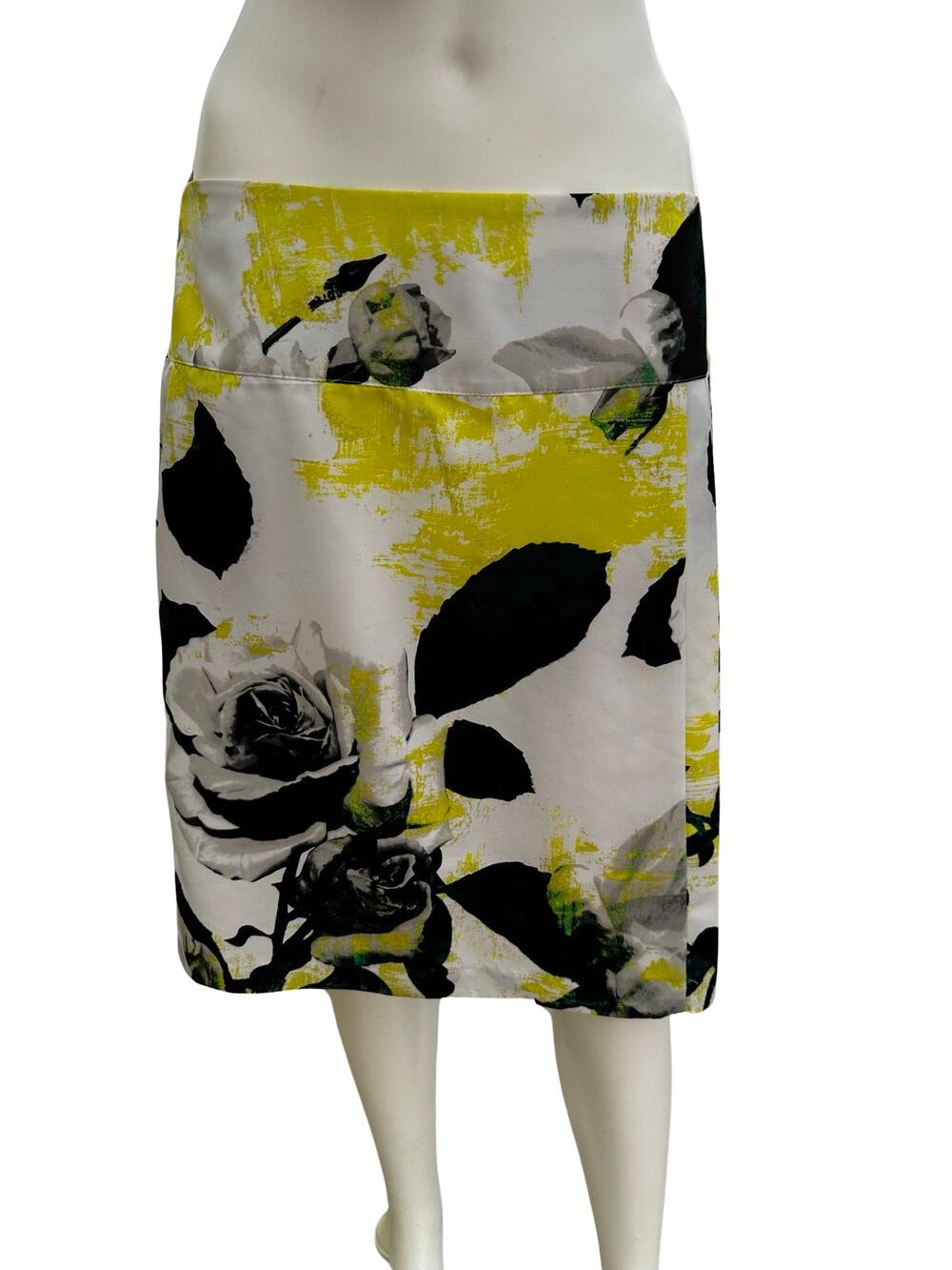 Vintage Worthington Yellow Floral Skirt Size 10